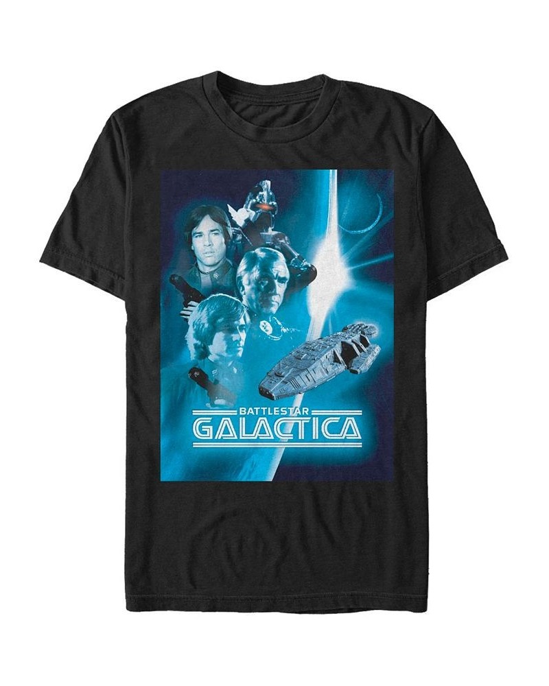 Battlestar Galactica Men's Retro Poster Short Sleeve T-Shirt Black $15.05 T-Shirts