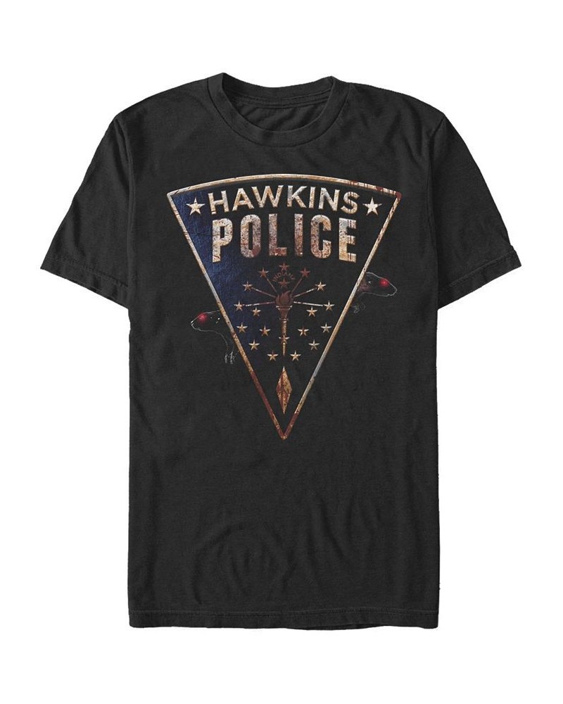 Stranger Things Men's Hawkins Police Rats Patch Short Sleeve T-Shirt Black $16.80 T-Shirts