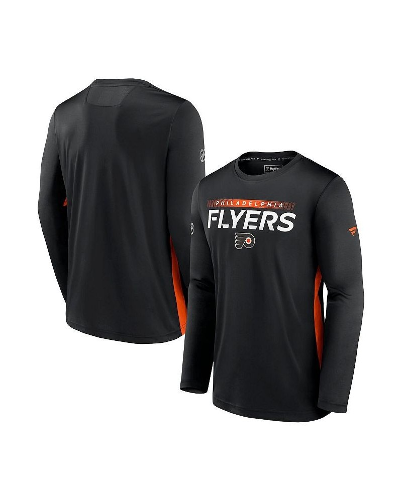 Men's Branded Black Philadelphia Flyers Authentic Pro Rink Performance Long Sleeve T-Shirt $20.40 T-Shirts