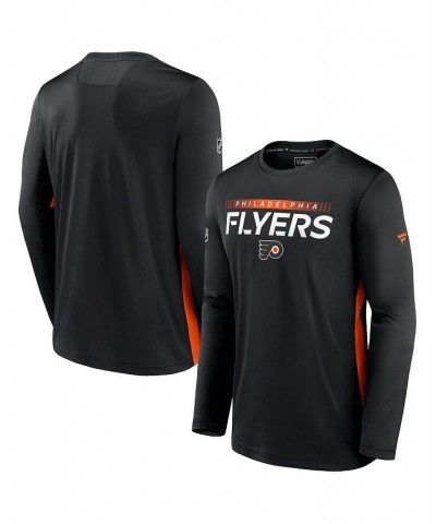 Men's Branded Black Philadelphia Flyers Authentic Pro Rink Performance Long Sleeve T-Shirt $20.40 T-Shirts