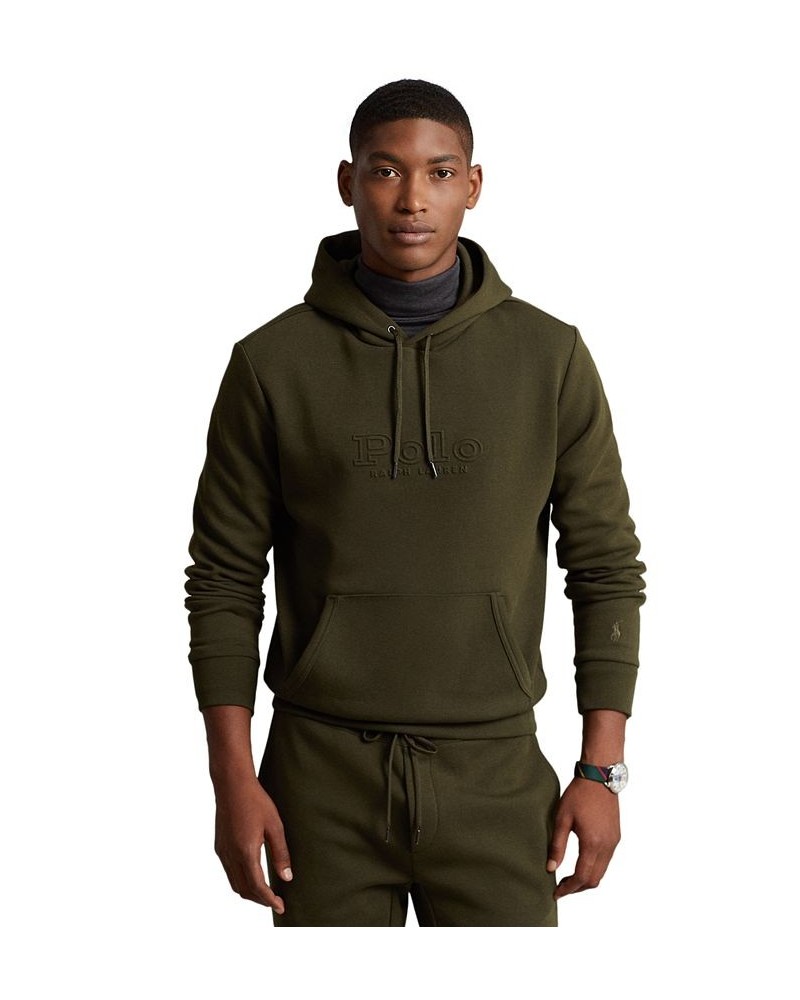 Men's Logo-Embossed Double-Knit Hoodie Green $43.47 Sweatshirt