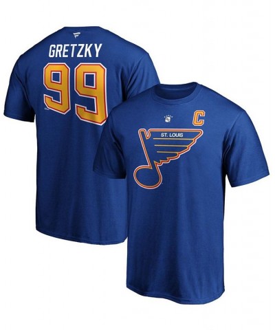 Men's Wayne Gretzky Blue St. Louis Blues Authentic Stack Retired Player Name and Number T-shirt $19.37 T-Shirts