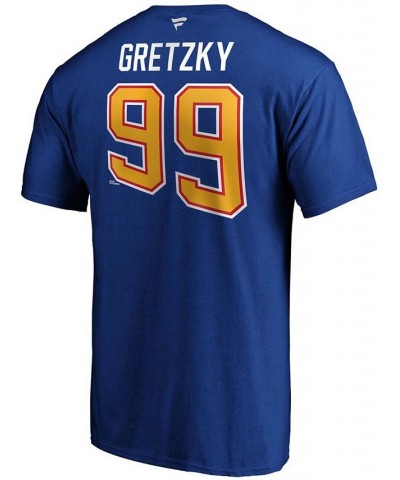 Men's Wayne Gretzky Blue St. Louis Blues Authentic Stack Retired Player Name and Number T-shirt $19.37 T-Shirts