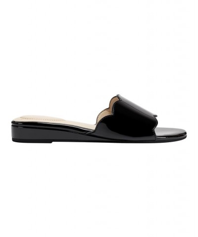 Women's Kayla Open Toe Slip-On Demi Wedge Sandals Black $39.50 Shoes