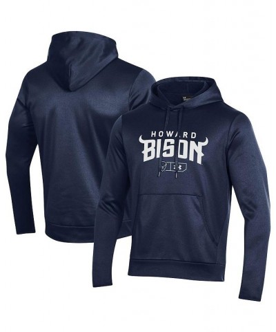 Men's Navy Howard Bison Logo Lockup Fleece Performance Pullover Hoodie $48.59 Sweatshirt