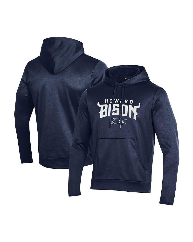 Men's Navy Howard Bison Logo Lockup Fleece Performance Pullover Hoodie $48.59 Sweatshirt