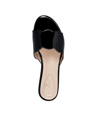 Women's Kayla Open Toe Slip-On Demi Wedge Sandals Black $39.50 Shoes