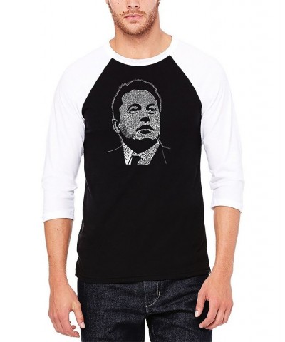 Men's Raglan Baseball 3/4 Sleeve Elon Musk Word Art T-shirt Black, White $19.35 T-Shirts