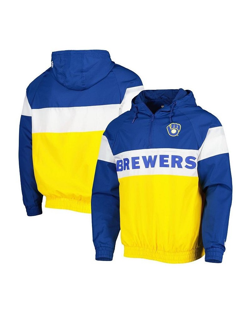 Men's Gold Milwaukee Brewers Raglan Quarter-Zip Hoodie $40.80 Sweatshirt