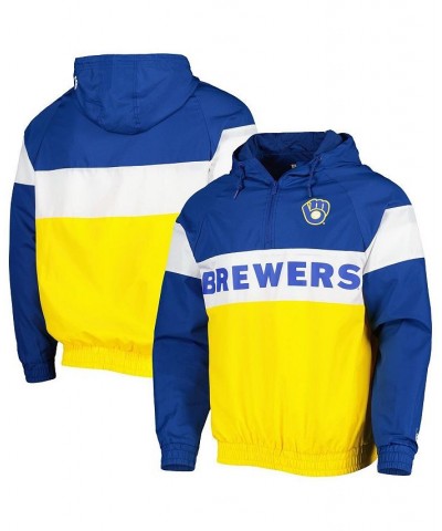 Men's Gold Milwaukee Brewers Raglan Quarter-Zip Hoodie $40.80 Sweatshirt