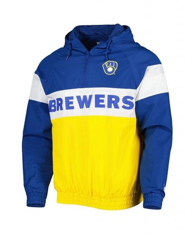 Men's Gold Milwaukee Brewers Raglan Quarter-Zip Hoodie $40.80 Sweatshirt