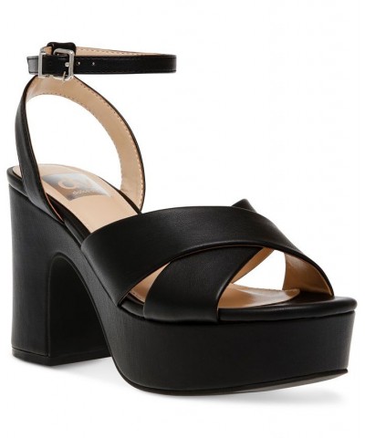 Women's Maggie Ankle-Strap Platform Sandals Black $43.35 Shoes