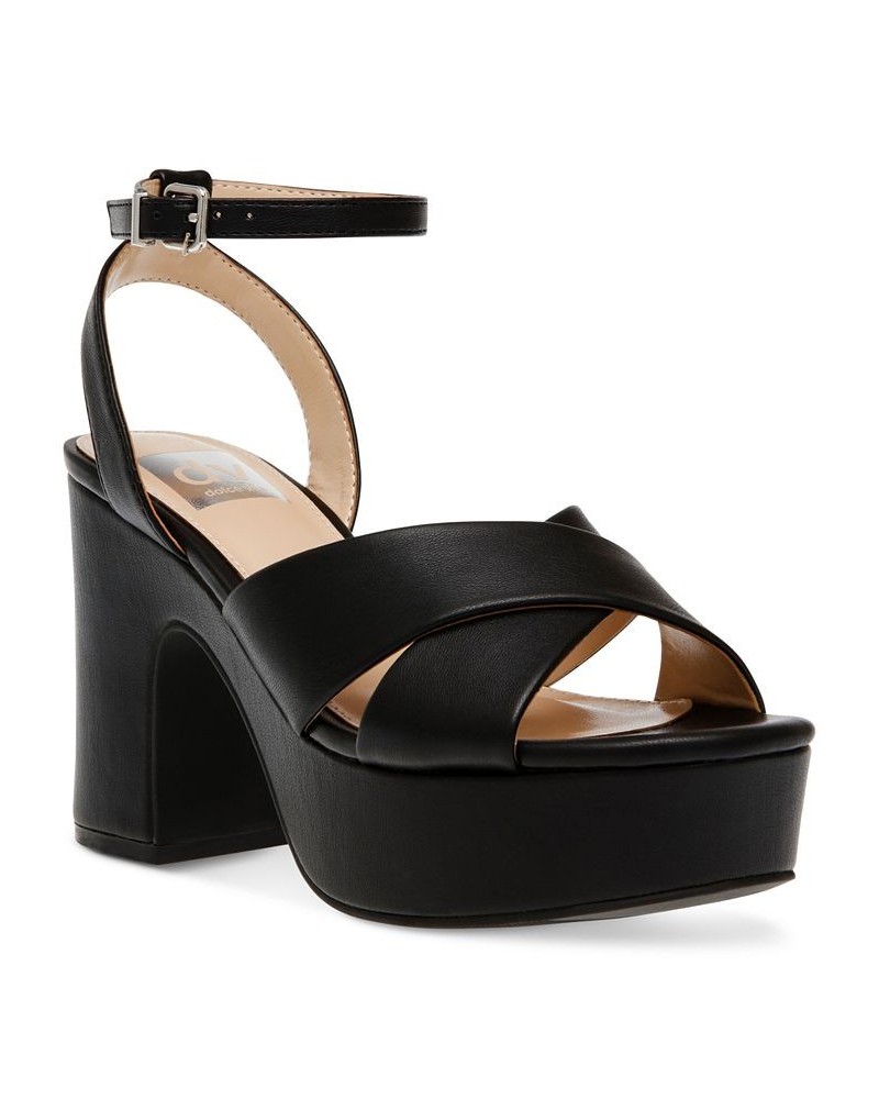 Women's Maggie Ankle-Strap Platform Sandals Black $43.35 Shoes