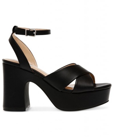 Women's Maggie Ankle-Strap Platform Sandals Black $43.35 Shoes