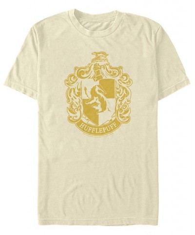 Men's Simple Hufflepuff Short Sleeve Crew T-shirt Tan/Beige $14.70 T-Shirts