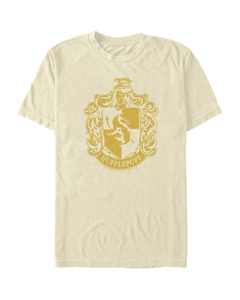 Men's Simple Hufflepuff Short Sleeve Crew T-shirt Tan/Beige $14.70 T-Shirts