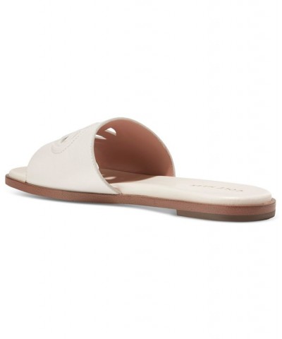 Women's Flynn Logo Slide Sandals White $58.50 Shoes