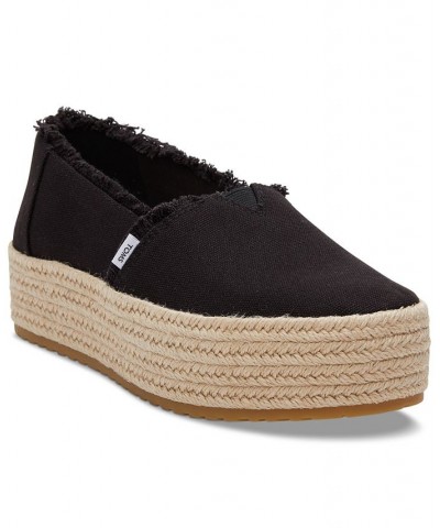 Women's Valencia Canvas Platform Espadrilles Black $36.49 Shoes