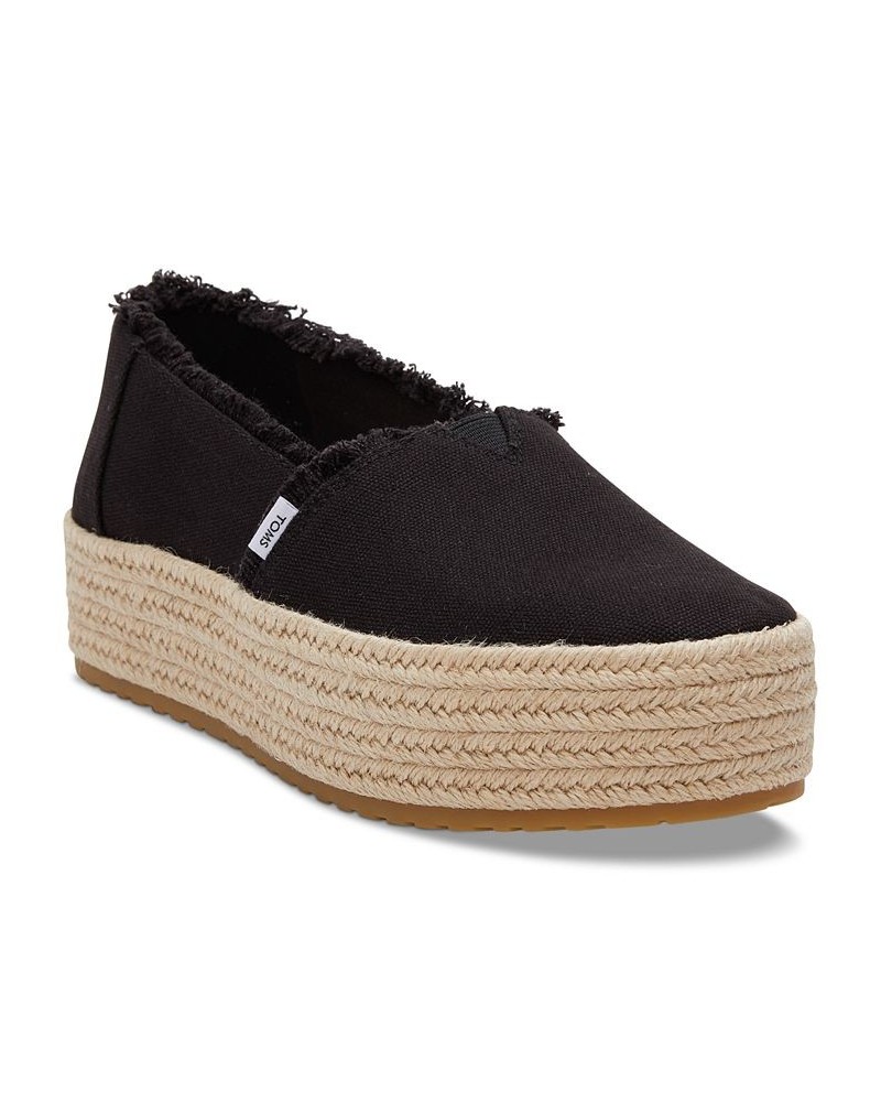 Women's Valencia Canvas Platform Espadrilles Black $36.49 Shoes