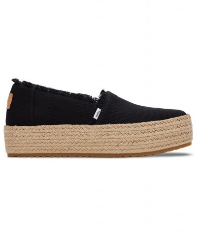 Women's Valencia Canvas Platform Espadrilles Black $36.49 Shoes