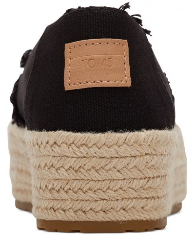 Women's Valencia Canvas Platform Espadrilles Black $36.49 Shoes