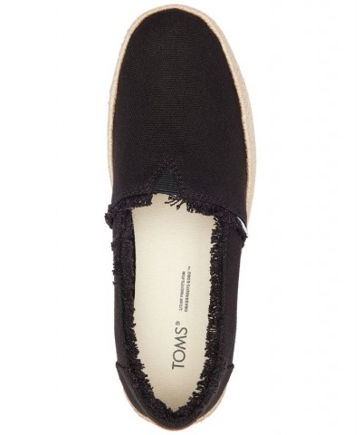 Women's Valencia Canvas Platform Espadrilles Black $36.49 Shoes