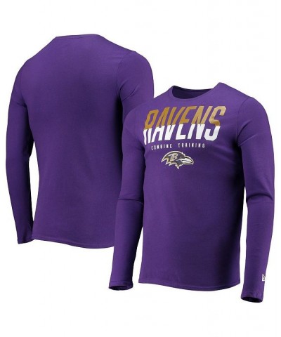 Men's Purple Baltimore Ravens Combine Authentic Split Line Long Sleeve T-shirt $19.35 T-Shirts