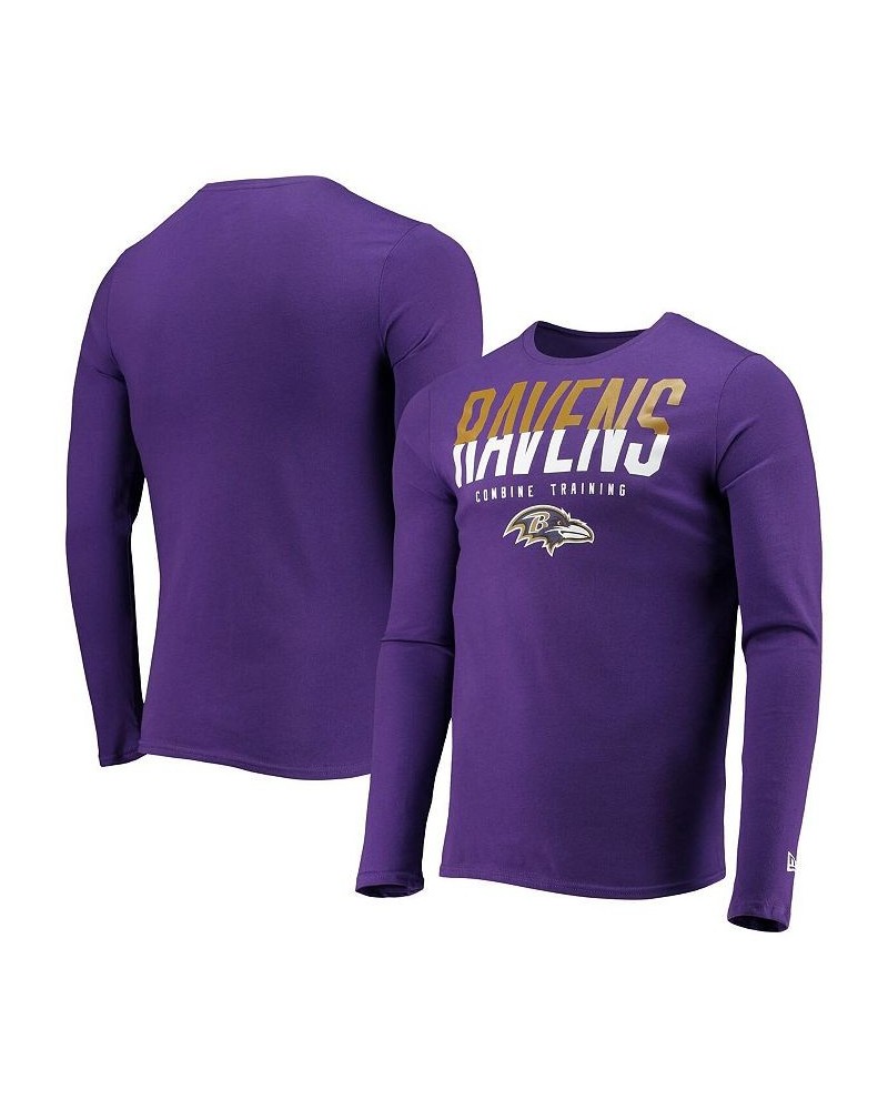 Men's Purple Baltimore Ravens Combine Authentic Split Line Long Sleeve T-shirt $19.35 T-Shirts