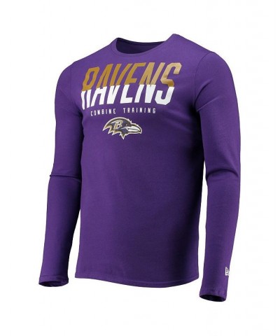 Men's Purple Baltimore Ravens Combine Authentic Split Line Long Sleeve T-shirt $19.35 T-Shirts