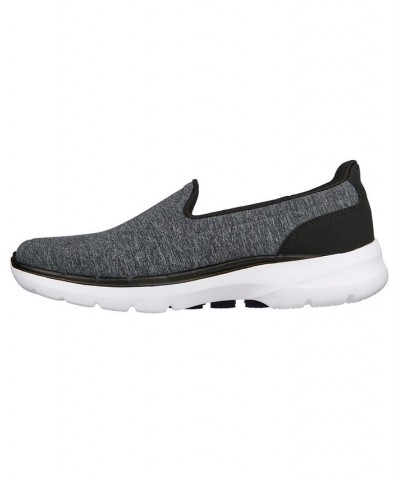 Women's GOwalk 6 - Grand Horizon Slip-On Wide Width Walking Sneakers Black $26.40 Shoes