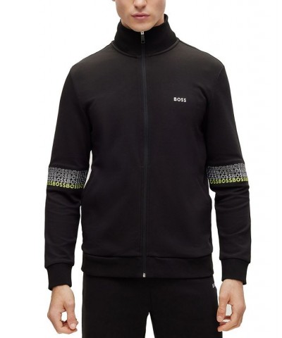 BOSS Men's Regular-Fit Zip-Up Sweatshirt with Multi-Coloured Logos Black $95.20 Sweatshirt