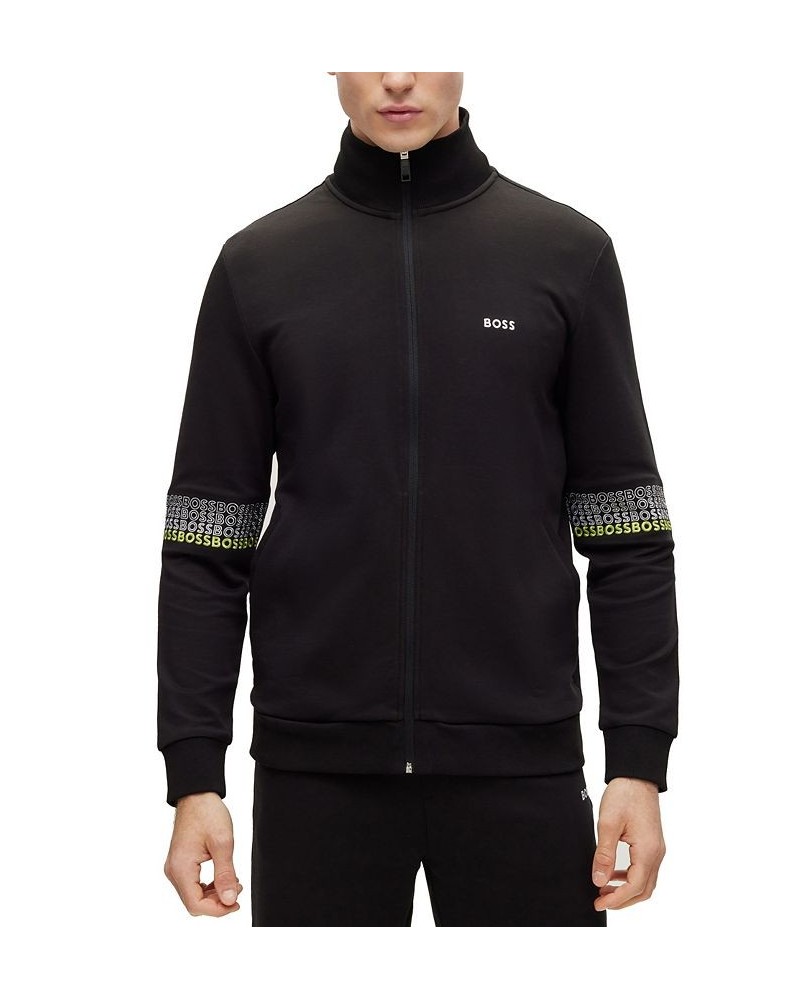 BOSS Men's Regular-Fit Zip-Up Sweatshirt with Multi-Coloured Logos Black $95.20 Sweatshirt