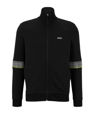 BOSS Men's Regular-Fit Zip-Up Sweatshirt with Multi-Coloured Logos Black $95.20 Sweatshirt