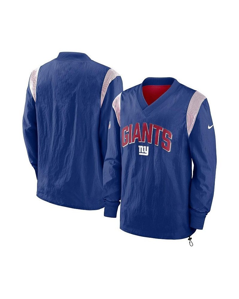 Men's Royal New York Giants Sideline Athletic Stack V-neck Pullover Windshirt Jacket $45.10 Jackets