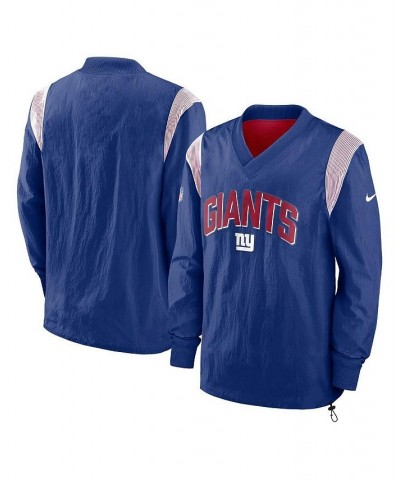 Men's Royal New York Giants Sideline Athletic Stack V-neck Pullover Windshirt Jacket $45.10 Jackets