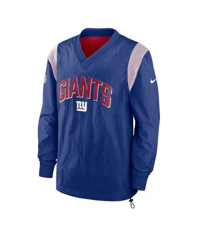 Men's Royal New York Giants Sideline Athletic Stack V-neck Pullover Windshirt Jacket $45.10 Jackets