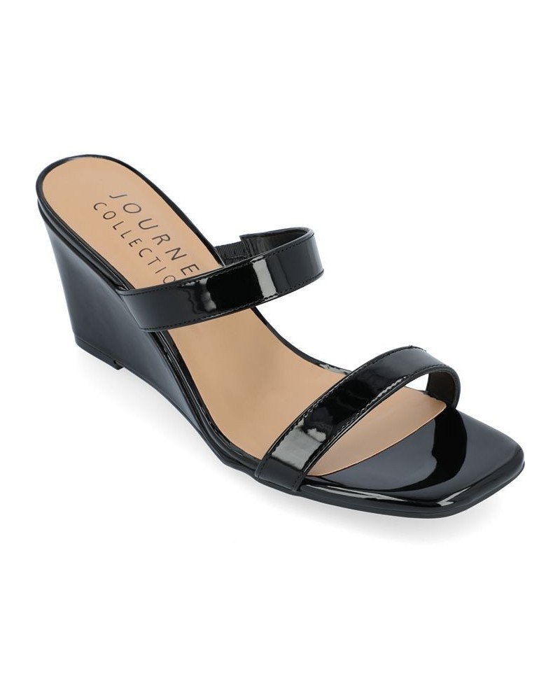 Women's Clover Wedge Sandals Black $47.00 Shoes