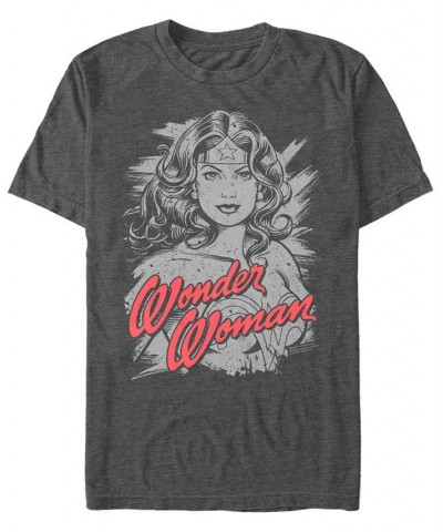 Men's Wonder Woman She is Power Short Sleeve T-shirt Gray $15.40 T-Shirts