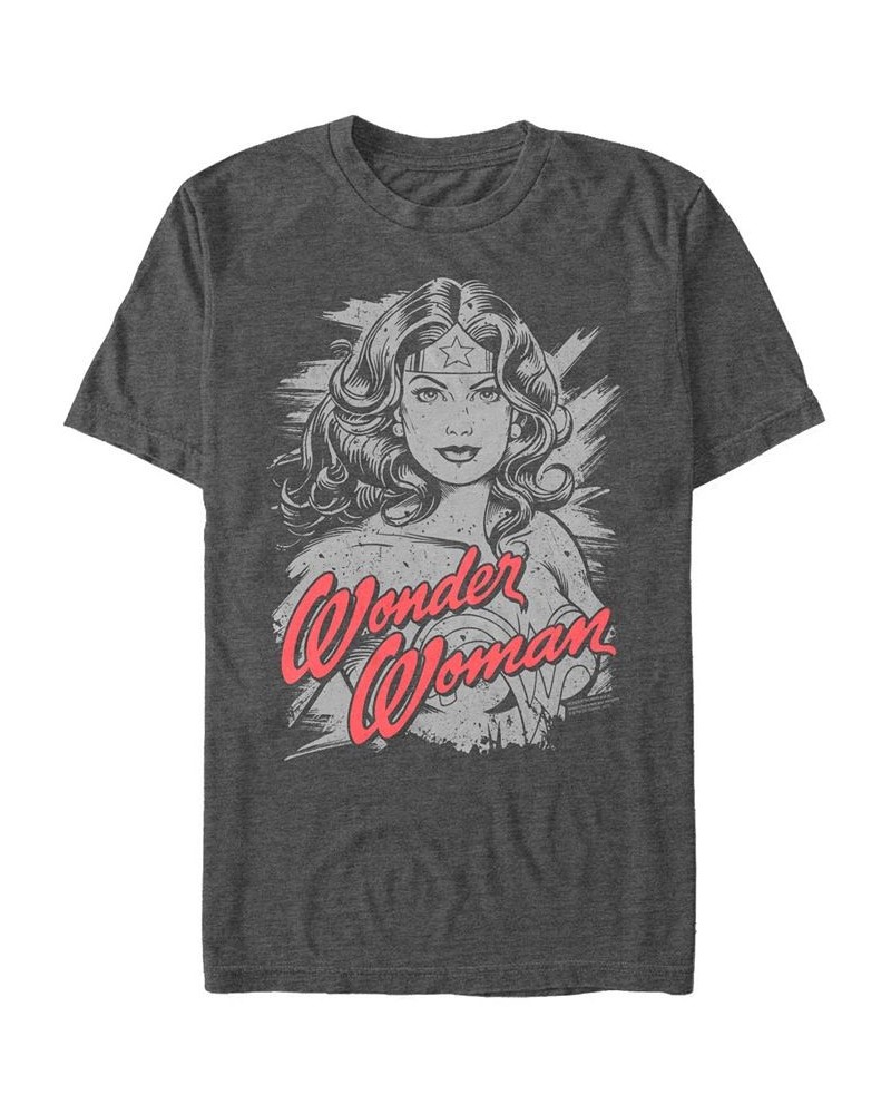 Men's Wonder Woman She is Power Short Sleeve T-shirt Gray $15.40 T-Shirts