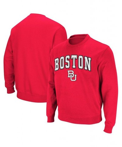 Men's Red Boston University Arch & Logo Crew Neck Sweatshirt $30.59 Sweatshirt