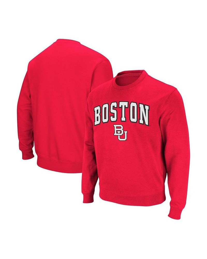 Men's Red Boston University Arch & Logo Crew Neck Sweatshirt $30.59 Sweatshirt