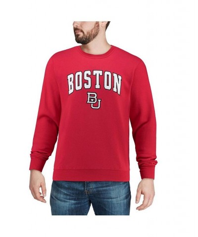 Men's Red Boston University Arch & Logo Crew Neck Sweatshirt $30.59 Sweatshirt