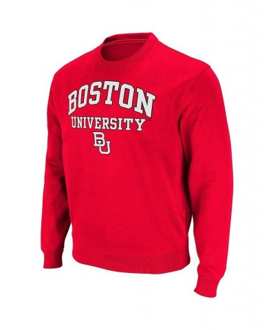 Men's Red Boston University Arch & Logo Crew Neck Sweatshirt $30.59 Sweatshirt