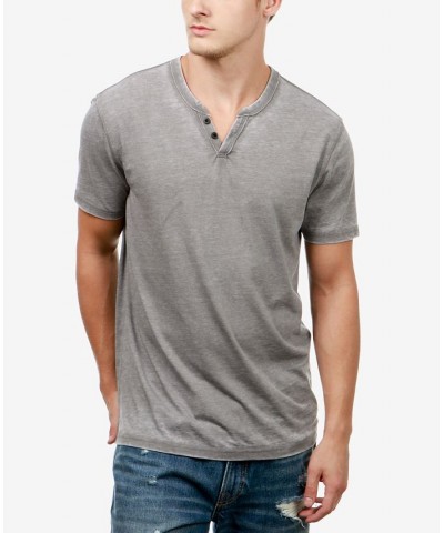 Men's Burnout Button Notch Short Sleeve Tshirt PD02 $20.49 Shirts