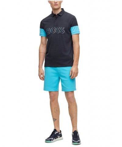 BOSS Men's Cotton-Jersey Embroidered Logo Polo Shirt Blue $49.68 Polo Shirts