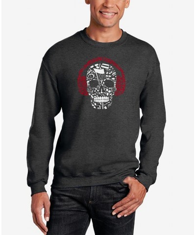 Men's Music Notes Skull Word Art Crew Neck Sweatshirt Gray $27.99 Sweatshirt