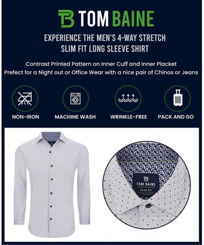 Men's Slim Fit Performance Long Sleeve Geometric Button Down Dress Shirt Navy Geo $25.19 Dress Shirts