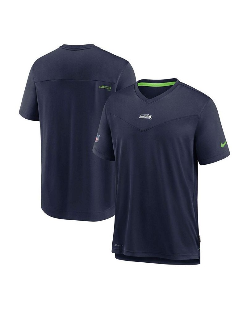 Men's College Navy Seattle Seahawks Sideline Coaches Performance V-Neck T-shirt $19.74 T-Shirts