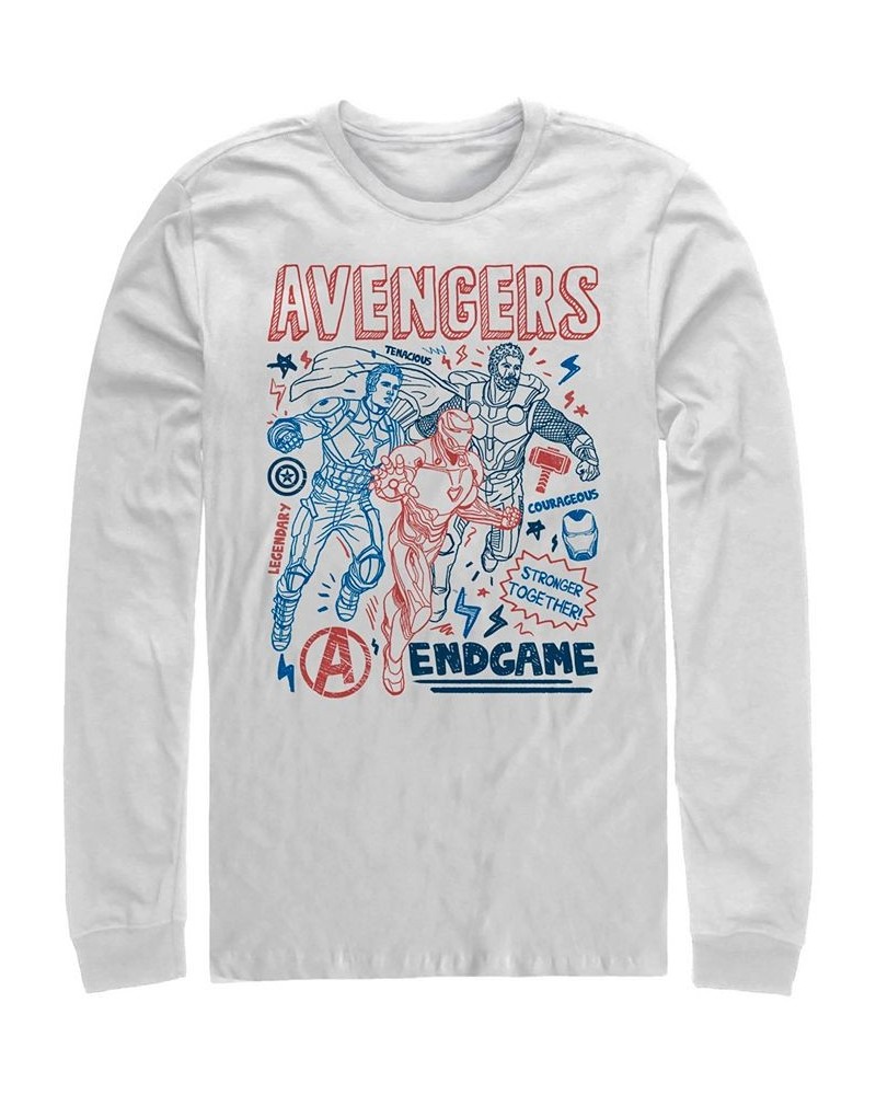 Marvel Men's Avengers Endgame Stronger Together Doodle Sketch, Long Sleeve T-shirt White $22.39 T-Shirts