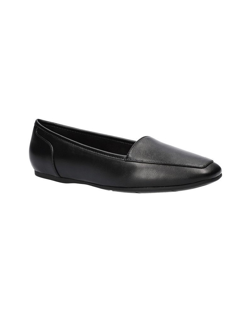 Women's Thrill Square Toe Comfort Flats Black $26.65 Shoes